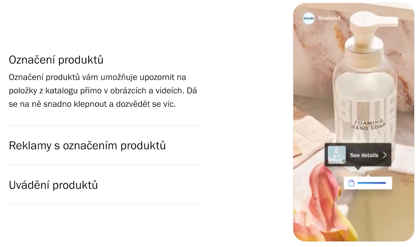 označování produktů na Instagram obchodu